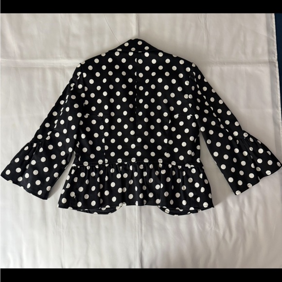 Anthracite Black & White Polka Dot Blazer - Snap Button Closure w/ a Flower - Picture 12 of 12